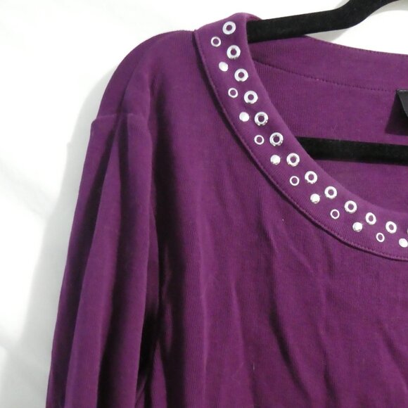 RAFAELLA STUDIO | large | Purple Long Sleeve Top | Scoop Neck - Picture 3 of 14